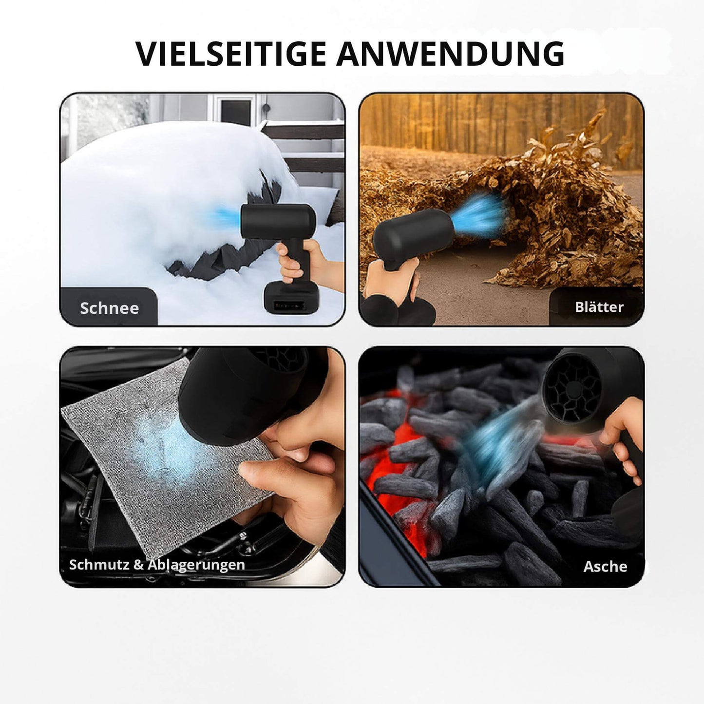 BlowMaster™ | Kabelloser Laubbläser für schnelles Entfernen von Blättern, Schmutz, Staub und Alltagsabfällen