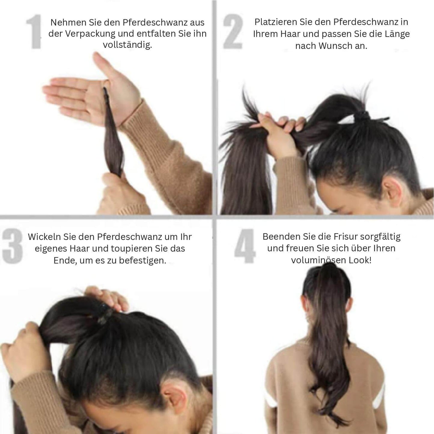 PonyGlam™ 2-in-1 Voluminöser Pferdeschwanz für Extra Fülle
