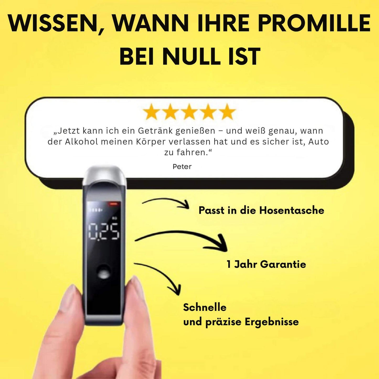 InstaBreath™ | Alkoholtester | Kennen Sie Ihre Promille sicher vor der Fahrt