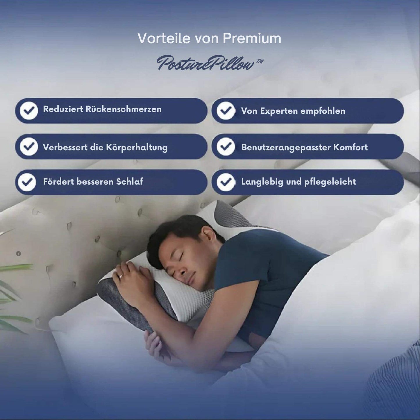 PosturePillow™ | Schlafe besser, wache erfrischt auf – ergonomische Unterstützung für Nacken und Rücken die ganze Nacht