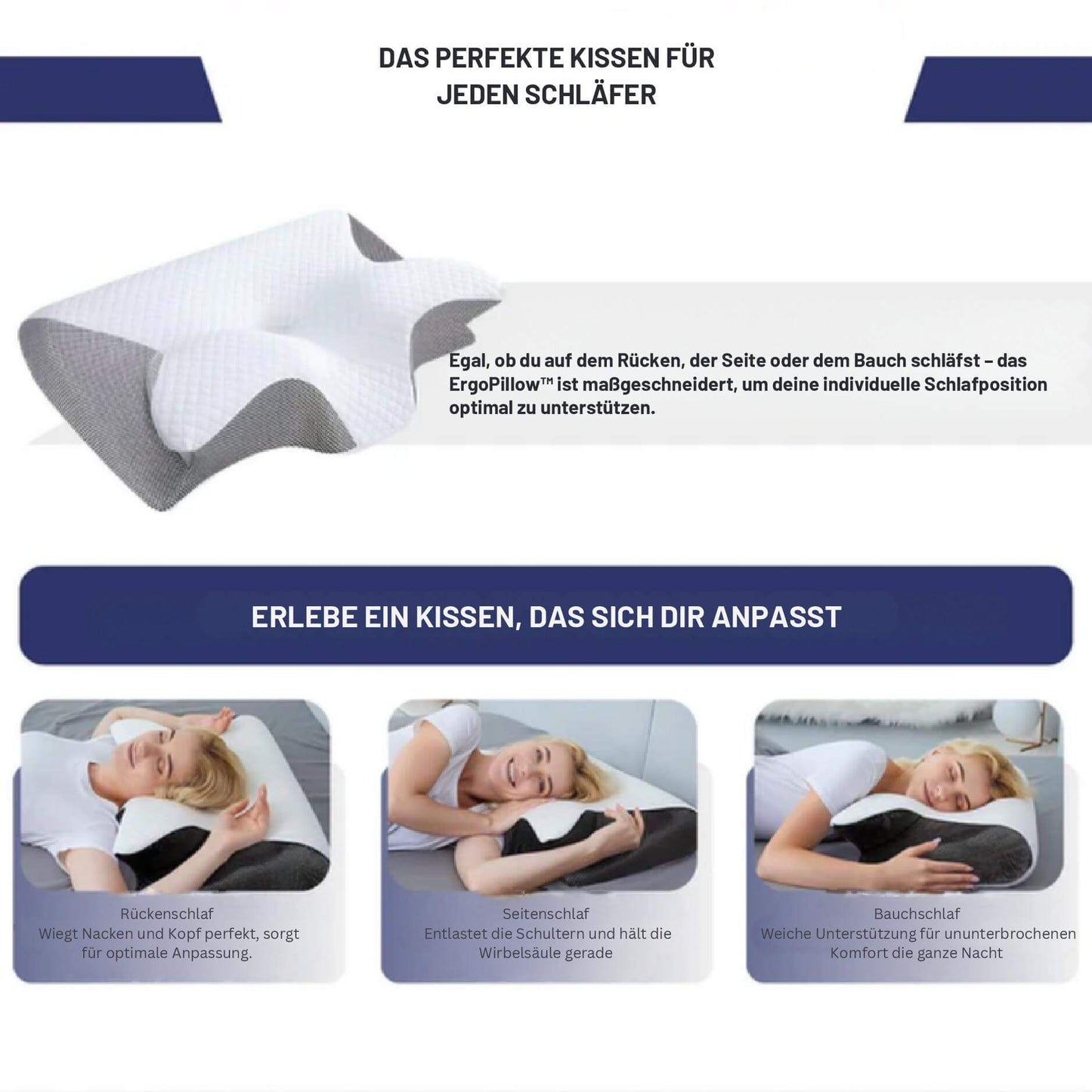 PosturePillow™ | Schlafe besser, wache erfrischt auf – ergonomische Unterstützung für Nacken und Rücken die ganze Nacht