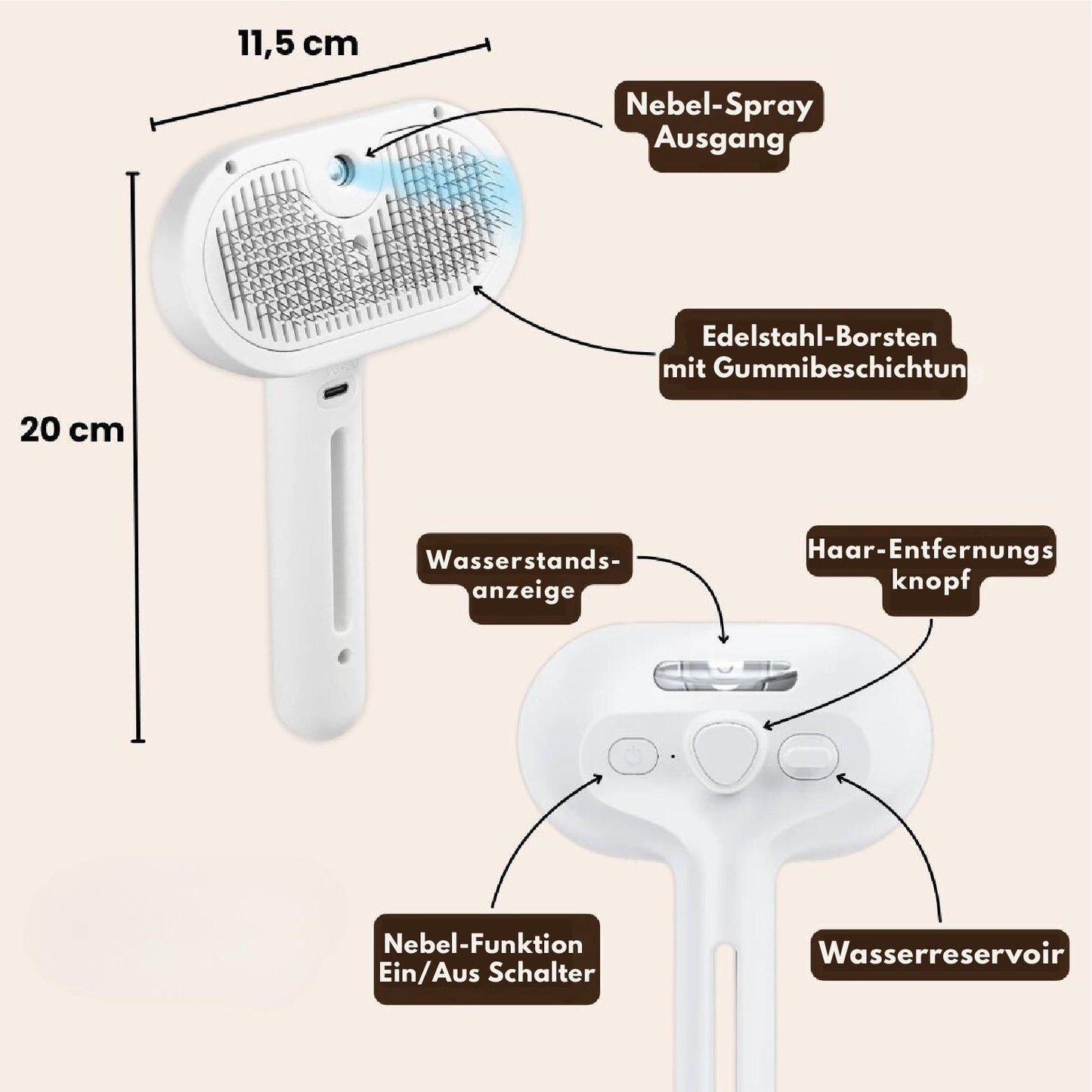 Groomi™ Pro Steamer | Professionelle Fellpflegebürste für Haustiere
