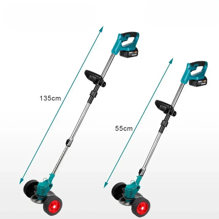 LawnLift™ | Kabelloser und faltbarer Rasentrimmer – Verstellbare Höhe, Räder und 3 Klingentypen
