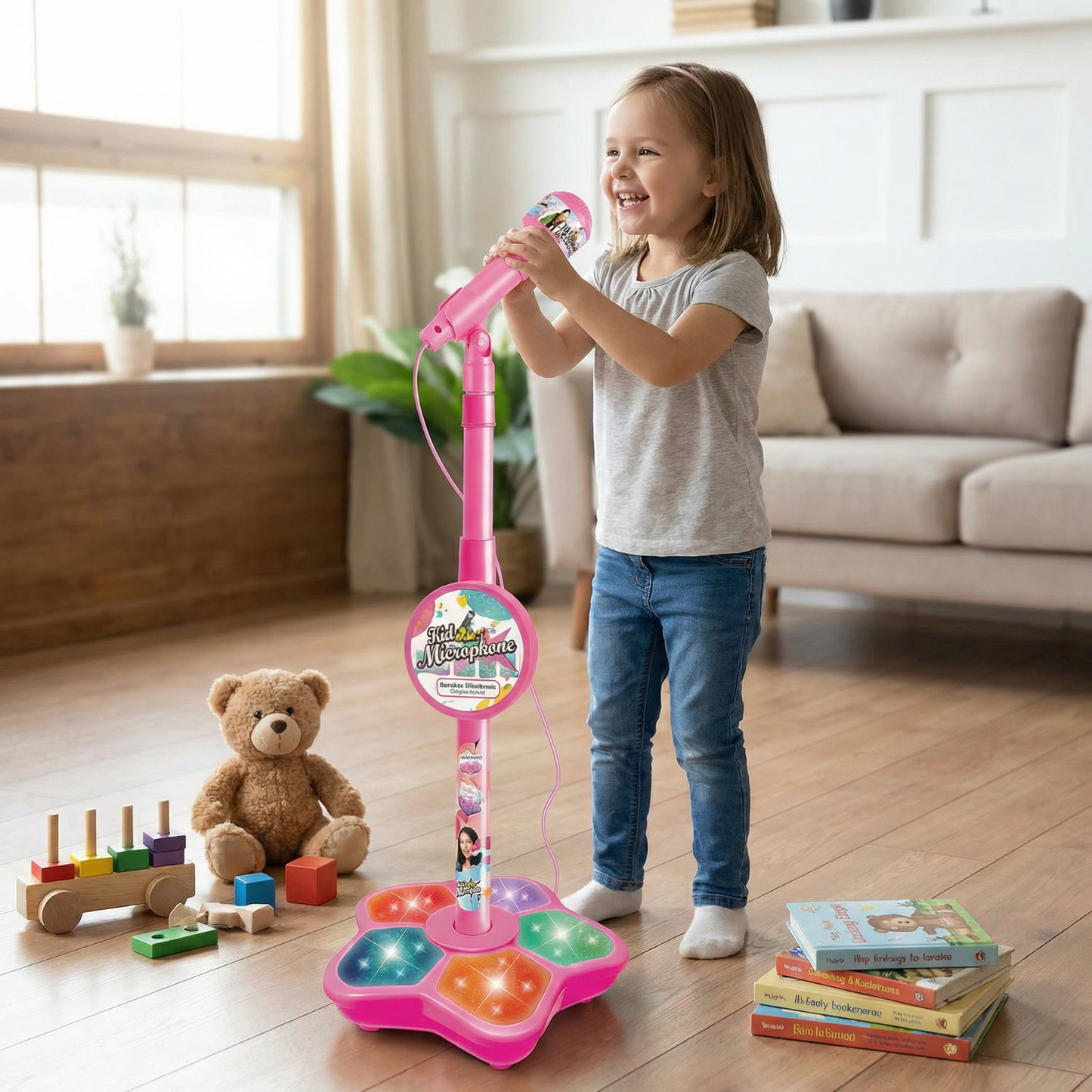 KidStar™ Superstar-Karaoke-Set für Kinder mit Mikrofon & Stativ – Pädagogisches Musikspiel