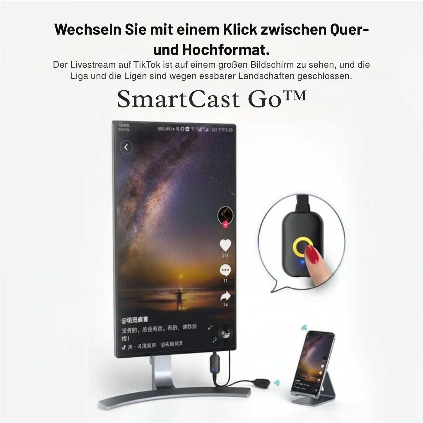 SmartCast Go™ | Kabellose Bildschirmspiegelung – Genießen Sie Inhalte auf dem großen Bildschirm Ihres Fernsehers