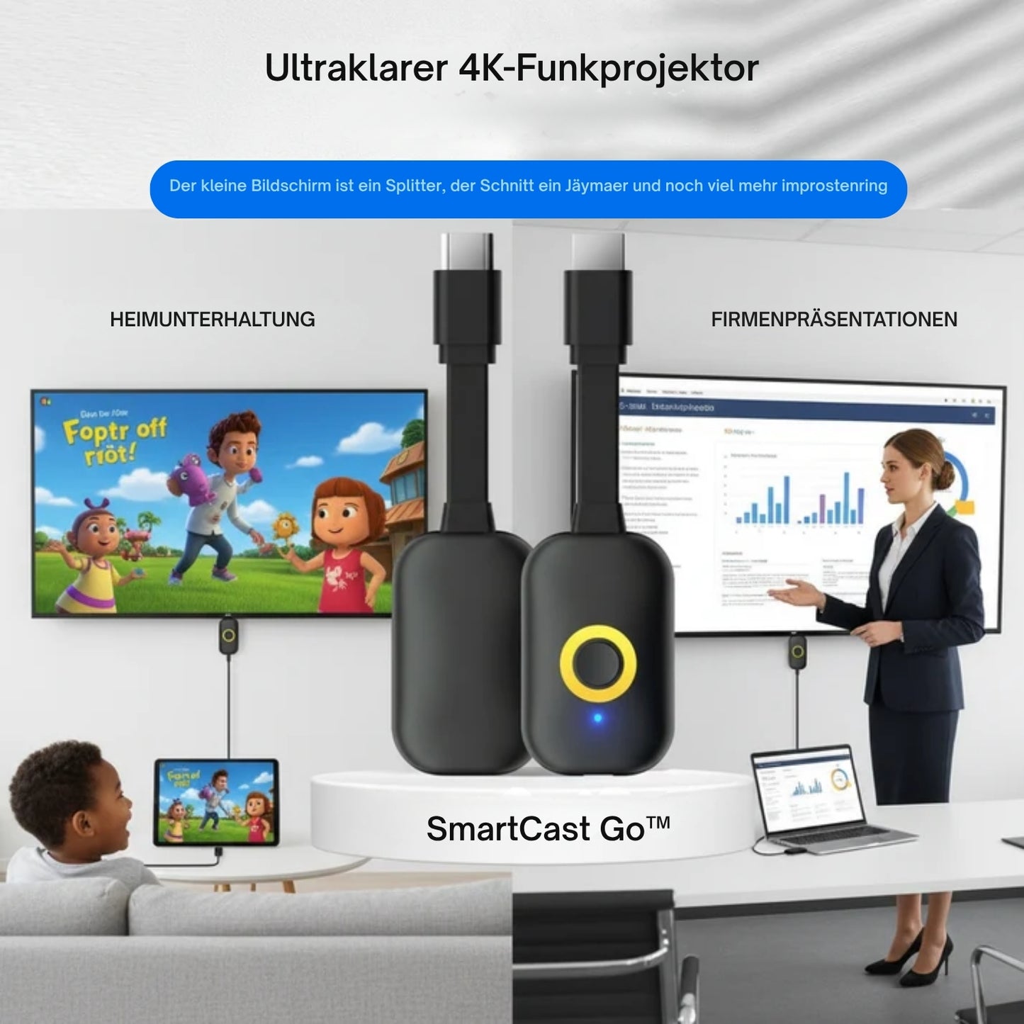 SmartCast Go™ | Kabellose Bildschirmspiegelung – Genießen Sie Inhalte auf dem großen Bildschirm Ihres Fernsehers