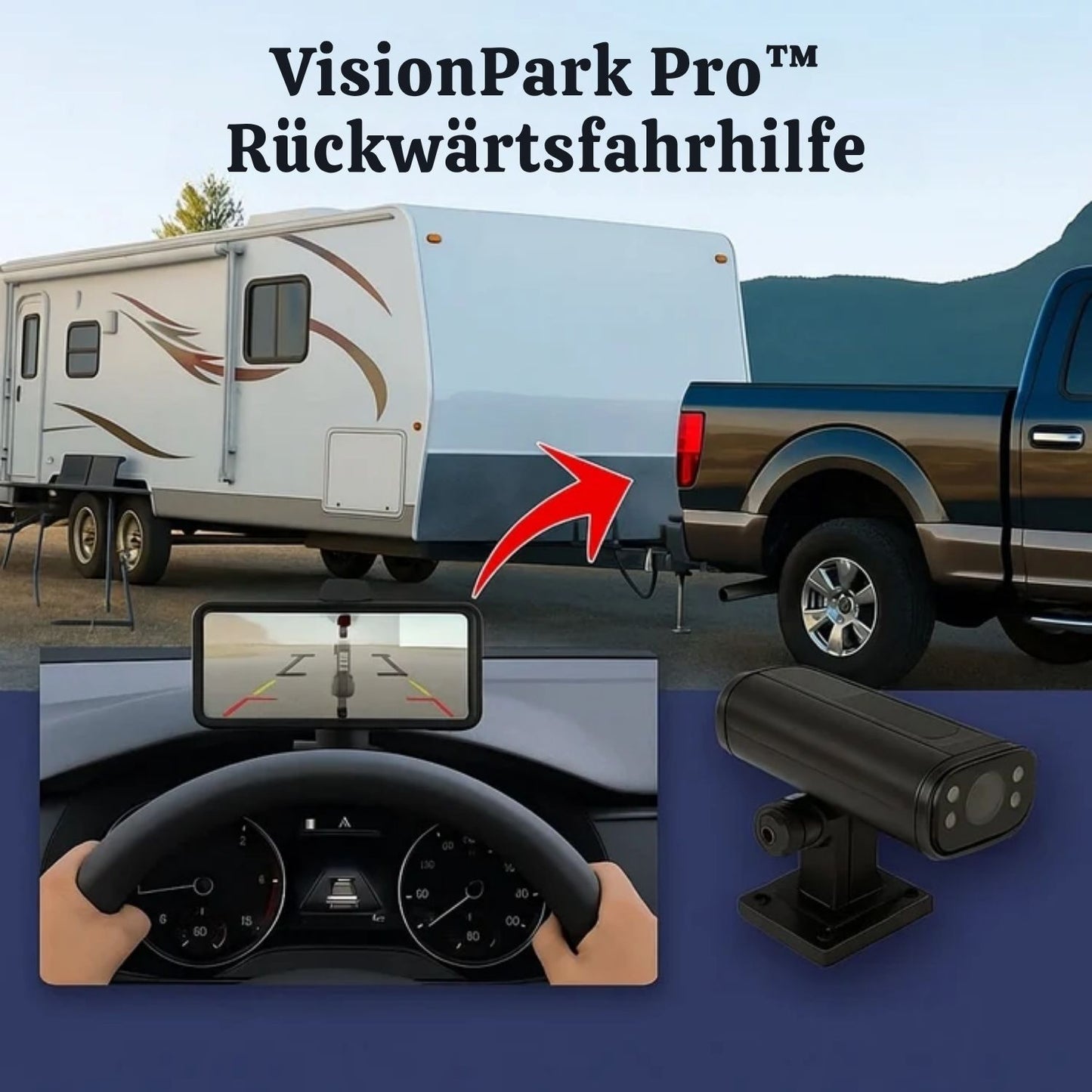 VisionPark Pro™ Rückfahrkamera – Sicher einparken, ganz ohne Stress oder Rätselraten