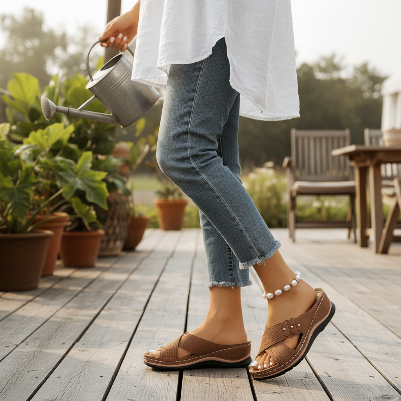 Flexora™ | Leichte Keilabsatz-Sandalen für stabilen Komfort
