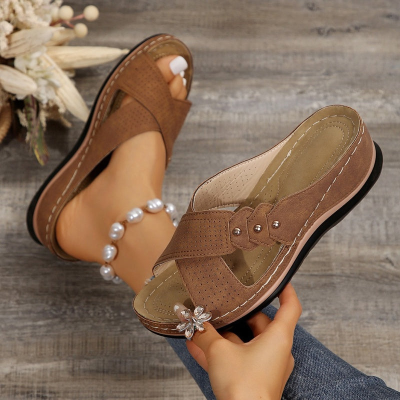 Flexora™ | Leichte Keilabsatz-Sandalen für stabilen Komfort